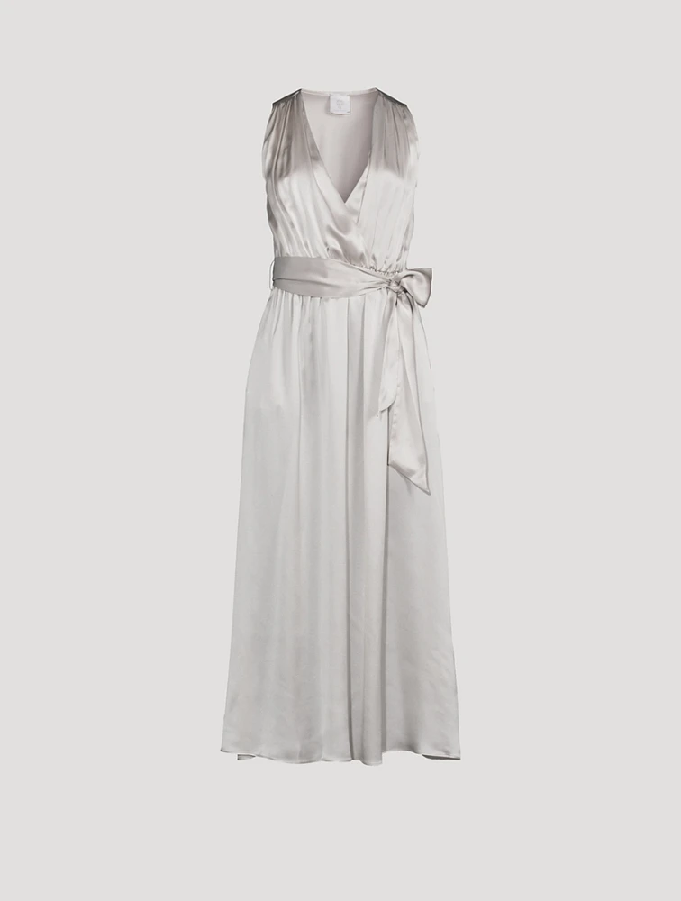Belted Silk Midi Dress