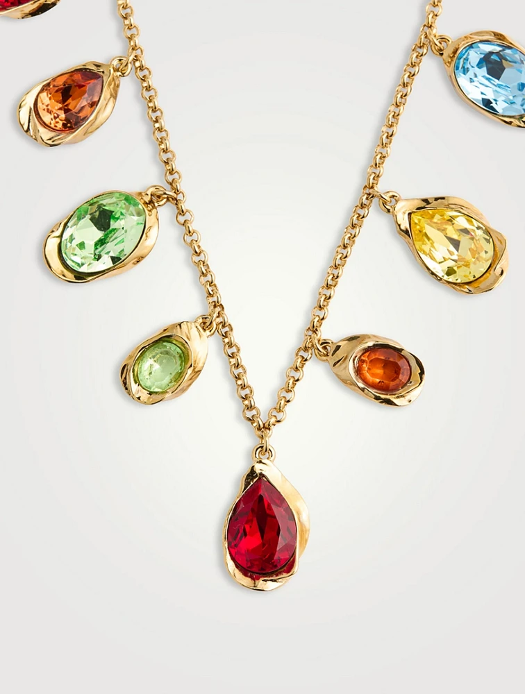 Multicolour Pear Crystal Chain Necklace