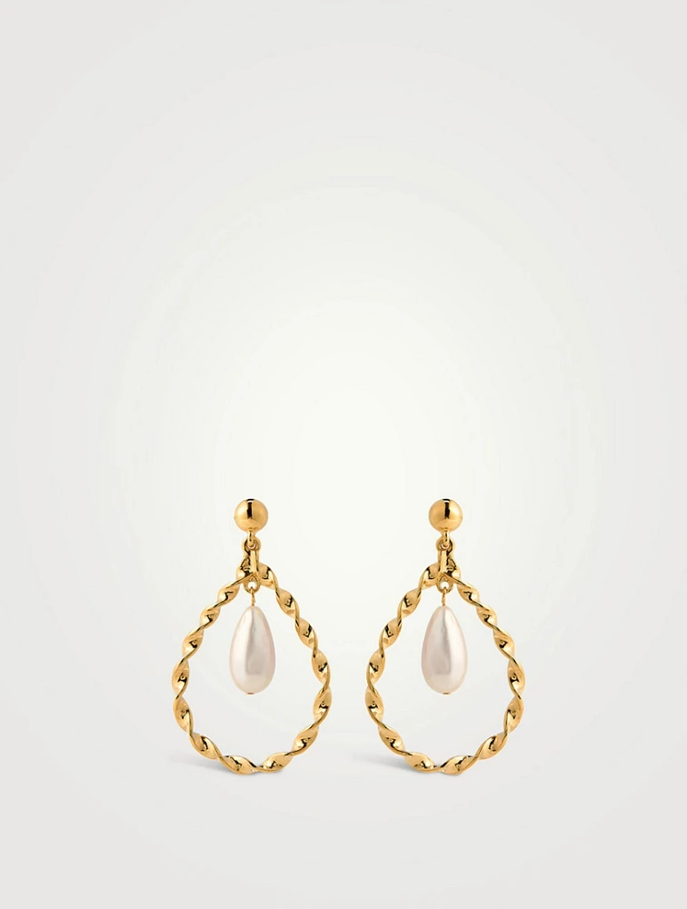 Twisted Faux Pearl Drop Clip-On Earrings