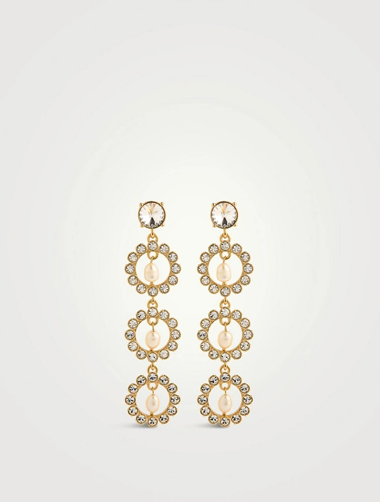Crystal Disc Triple Drop Earrings