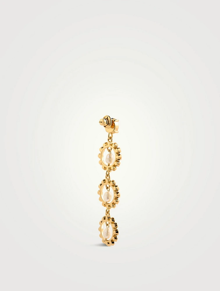 Crystal Disc Triple Drop Earrings