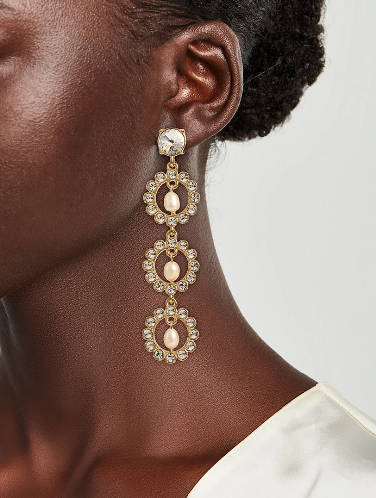 Crystal Disc Triple Drop Earrings