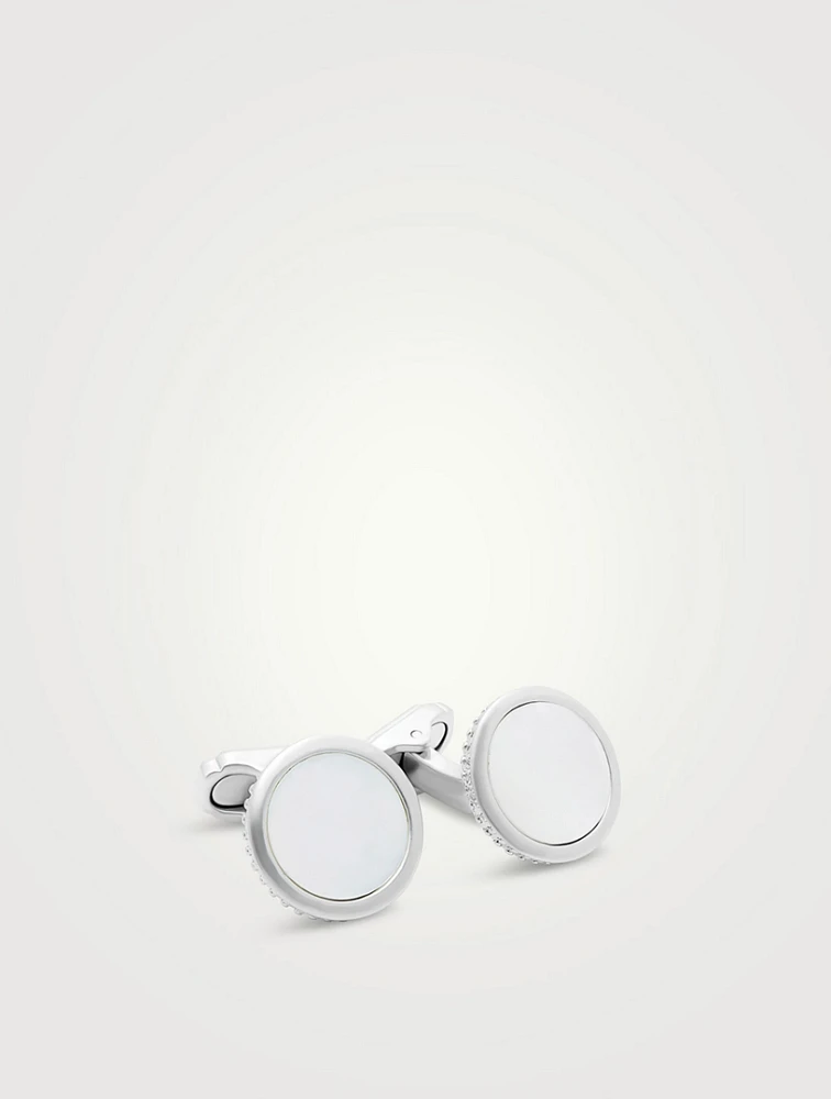 Satin Round Mother-Of-Pearl Cufflinks
