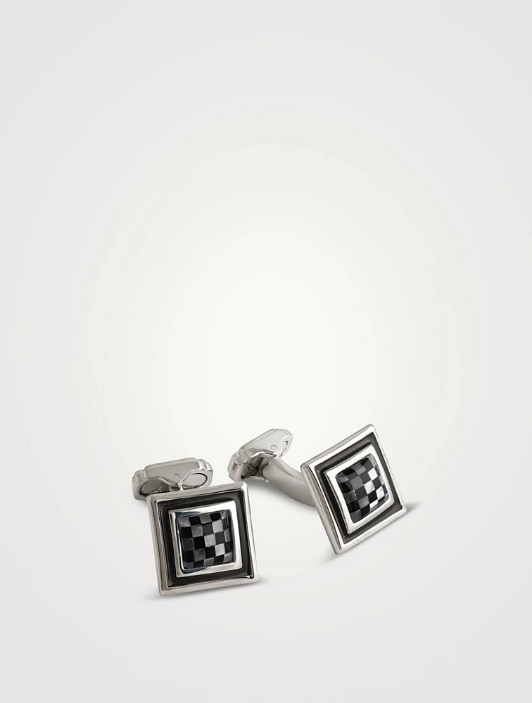 Mosaic Enamel Edge Mother-Of-Pearl And Onyx Cufflinks