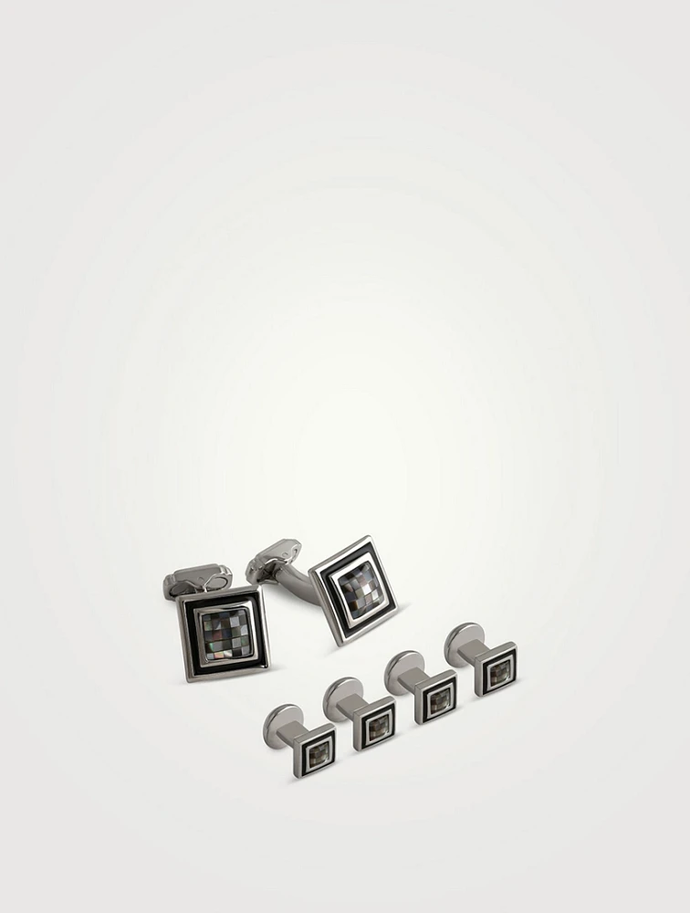 Mother-Of-Pearl Shirt Studs And Cufflinks Set