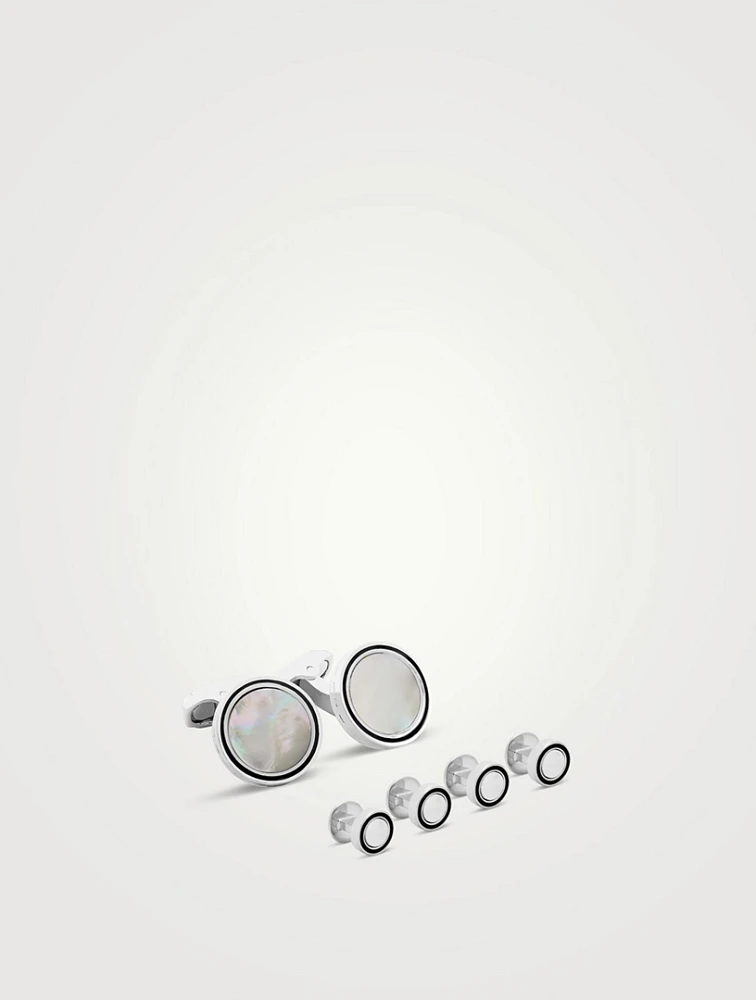 Mother-Of-Pearl Shirt Studs And Cufflinks Set