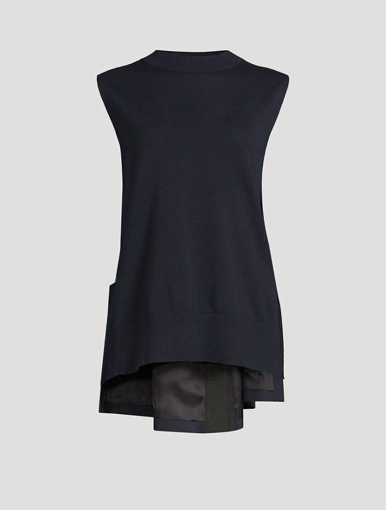 Mixed-Media Sleeveless Top