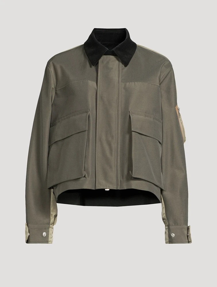 Mixed-Media Cropped Jacket