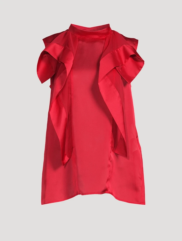 Ruffled Satin Blouse