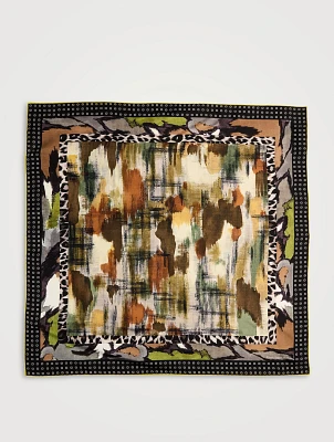 Silk Scarf In Animal And Camo Print