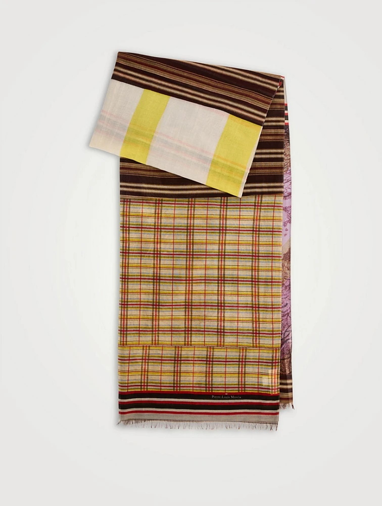 Cotton And Silk Scarf In Plaid Picture Print