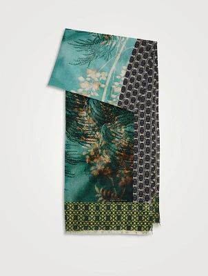 Cotton And Silk Scarf In Geometric Print