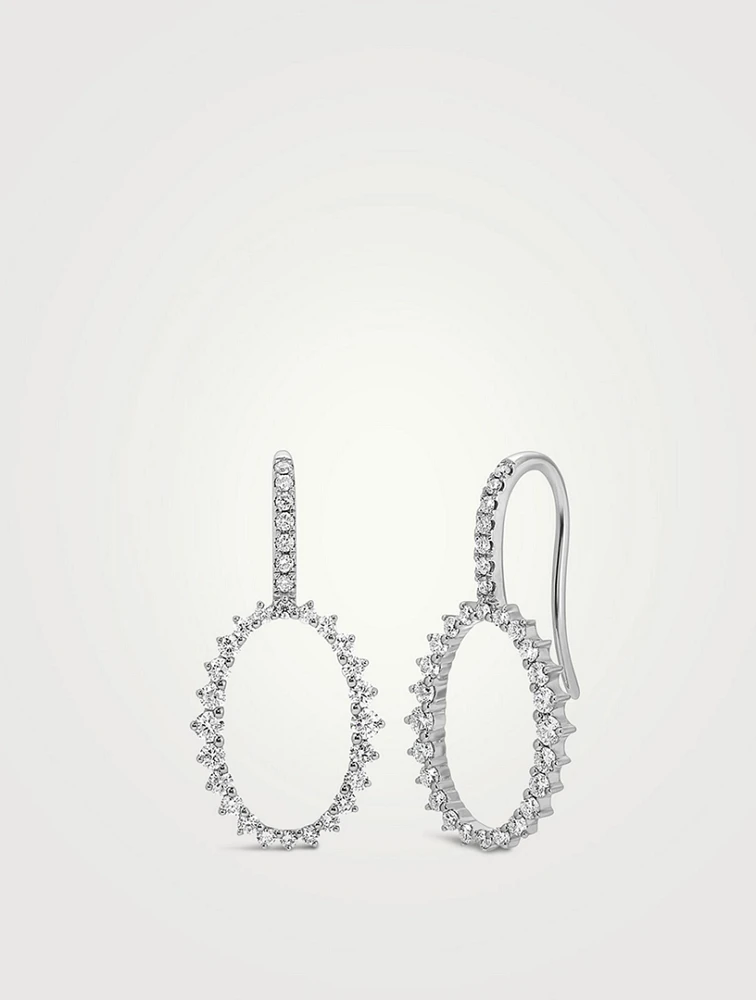14K White Gold Graduated Oval Diamond Earrings