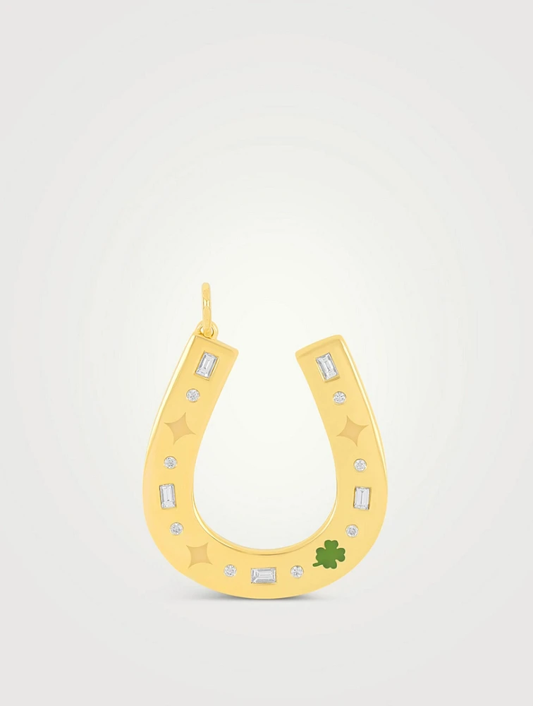 Jumbo 14K Gold Horseshoe Charm With Diamonds