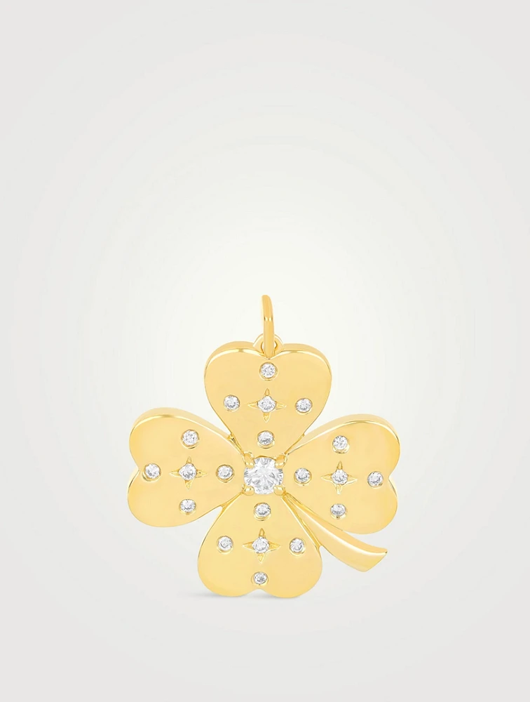 Jumbo 14K Gold Lucky Clover Charm With Diamonds