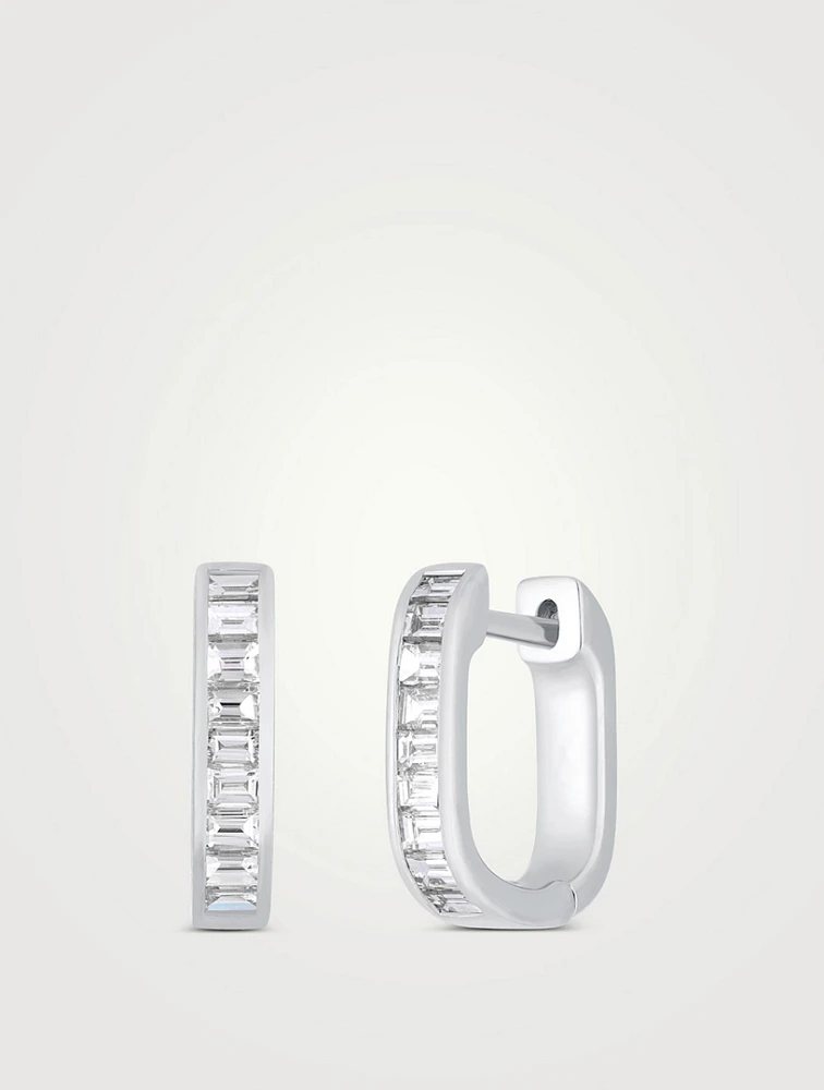 Jumbo Lola 14K White Gold Huggie Hoop Earrings With Diamonds