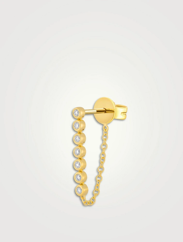 14K Gold Diamond Bezel Chain Earring