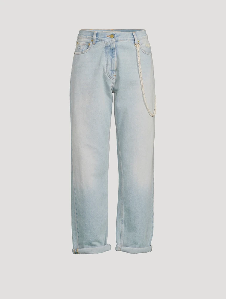 Naomi Straight-Leg Jeans With Wallet Chain