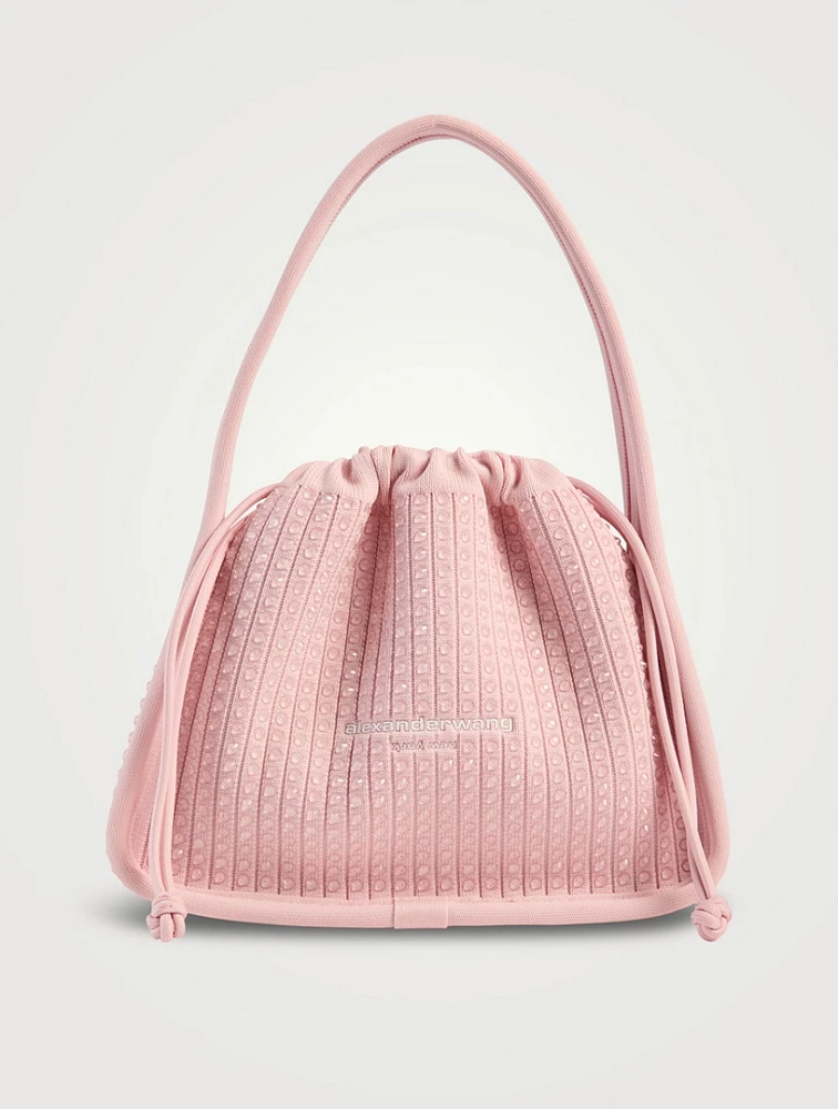 Small Ryan Crystal Rib-Knit Shoulder Bag