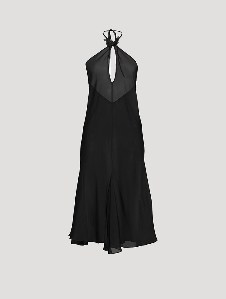 Papillon Tetine Silk Keyhole Halter Midi Dress