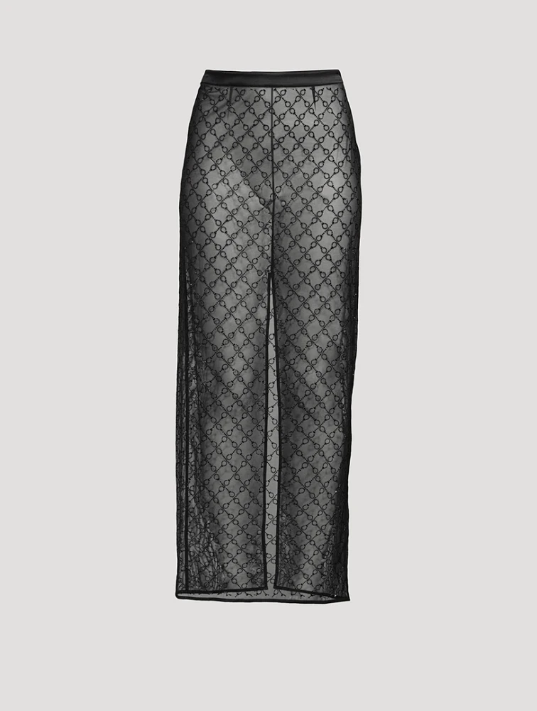 Handcuff Rhinestone Embellished Maxi Skirt