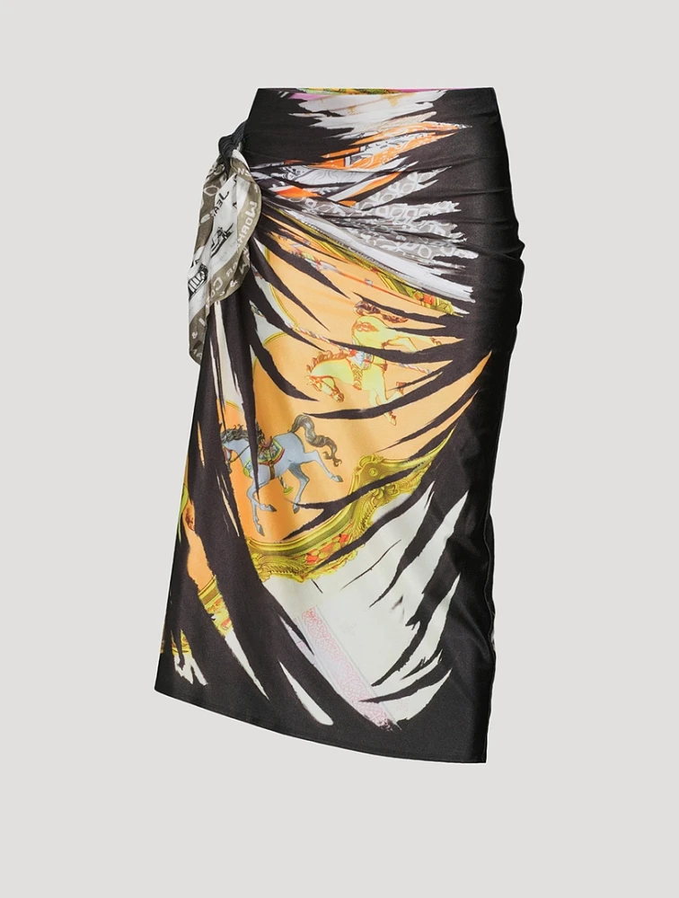 O-Pary Draped Midi Skirt Bandana Print