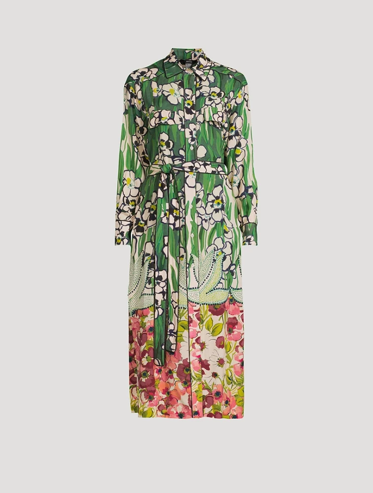 Belted Shirt Dress Floral Print