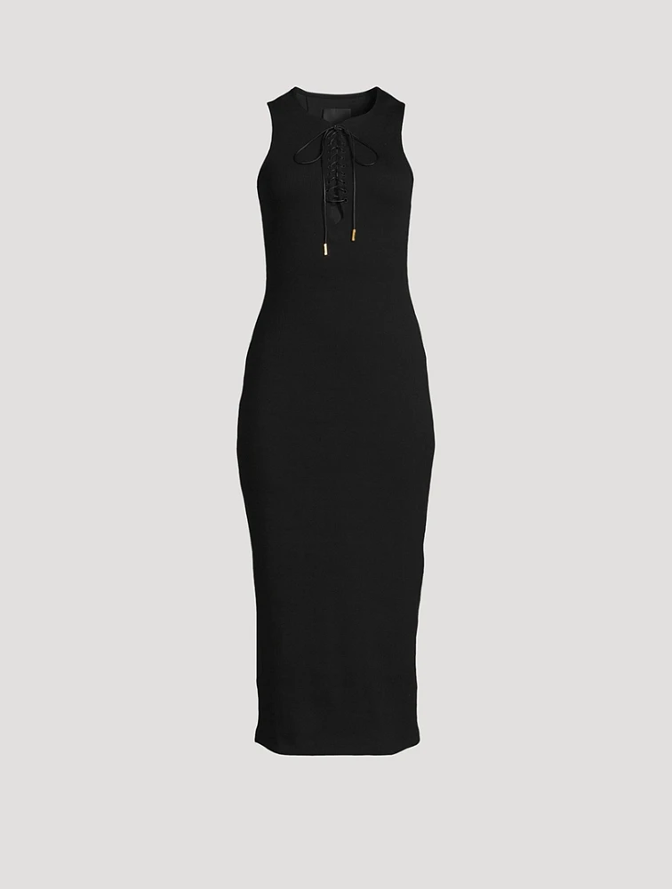 Lace-Up Jersey Midi Dress