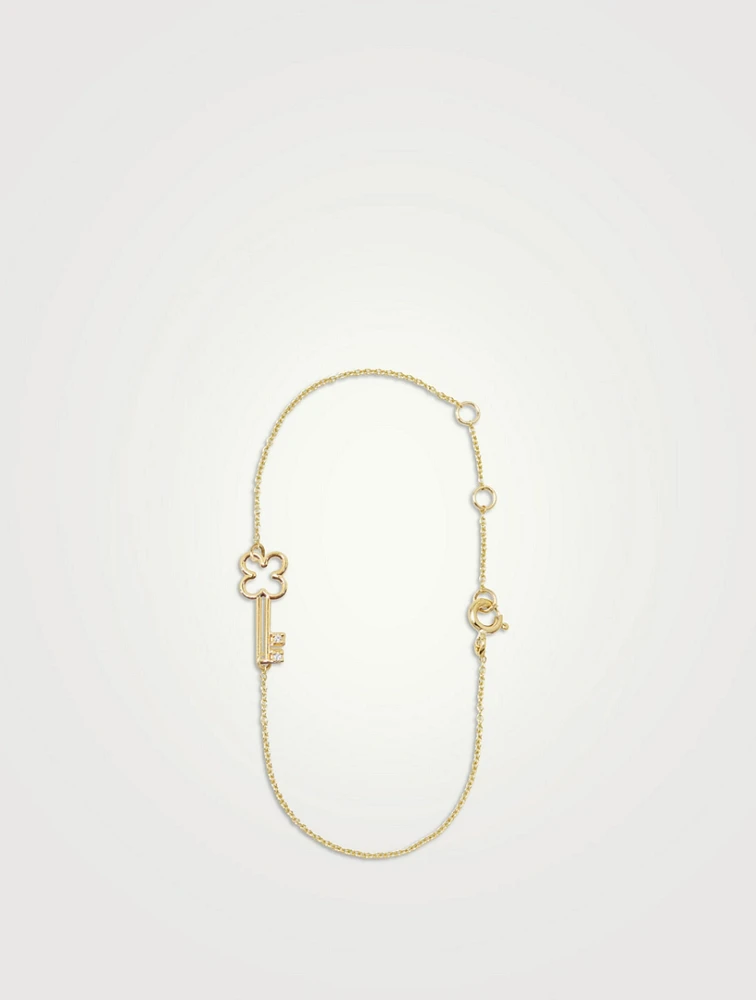 9K Gold Llavecita Brillante Bracelet With Diamonds