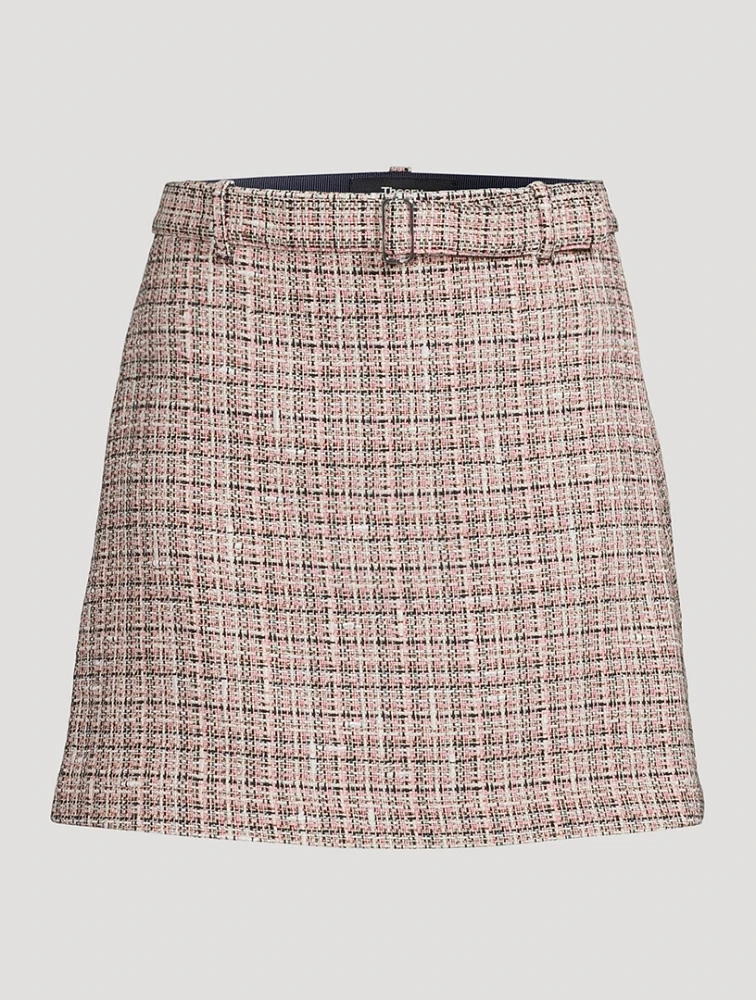 Belted Tweed Mini Skirt