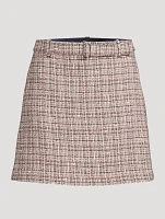 Belted Tweed Mini Skirt