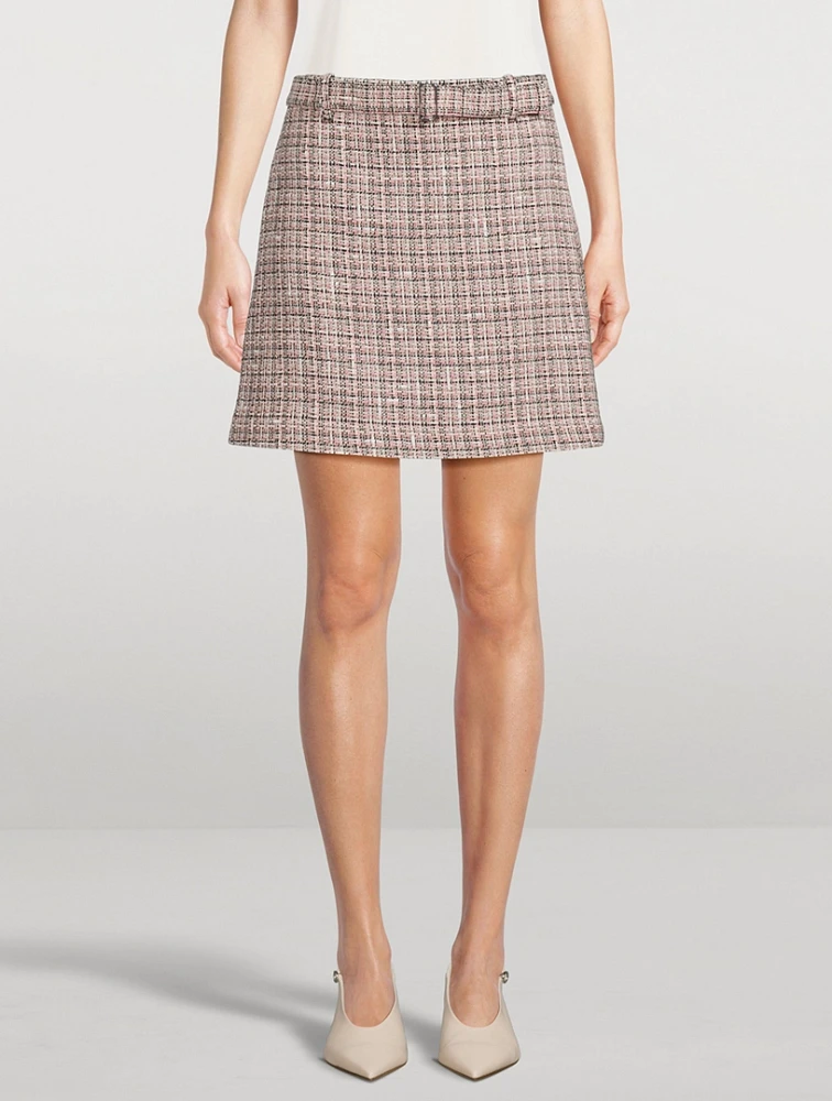 Belted Tweed Mini Skirt