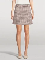 Belted Tweed Mini Skirt