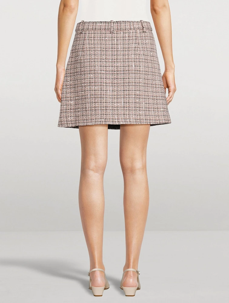 Belted Tweed Mini Skirt