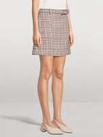 Belted Tweed Mini Skirt
