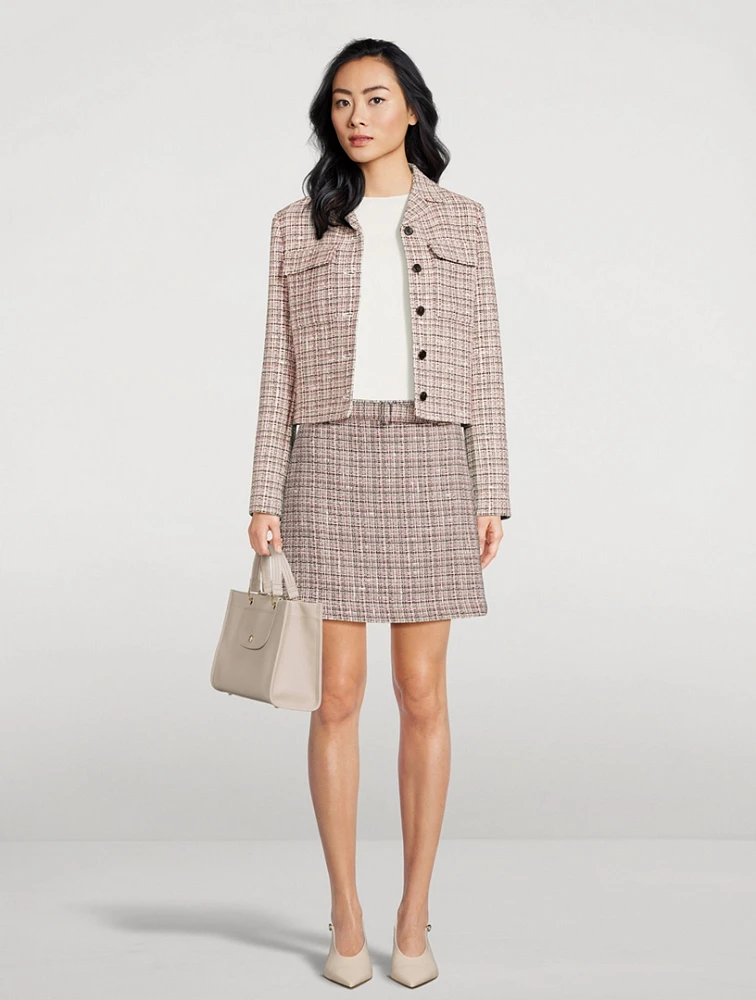 Belted Tweed Mini Skirt