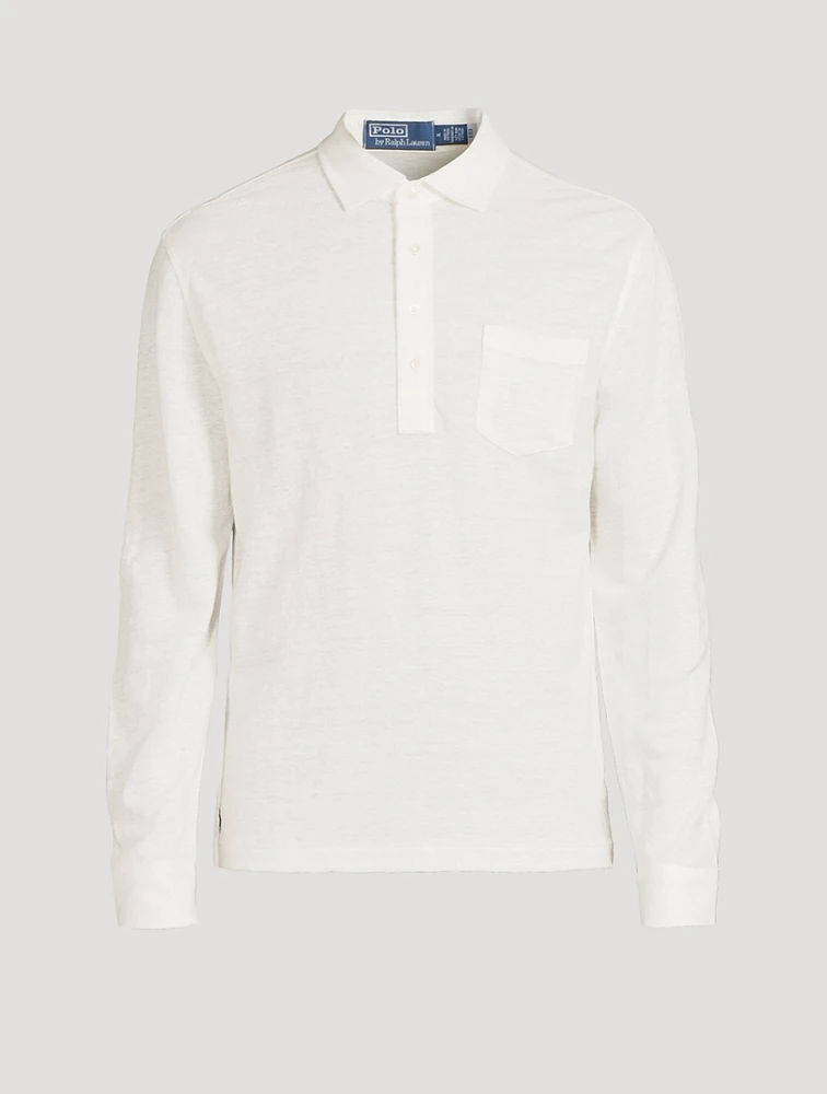 Linen Long-Sleeve Polo