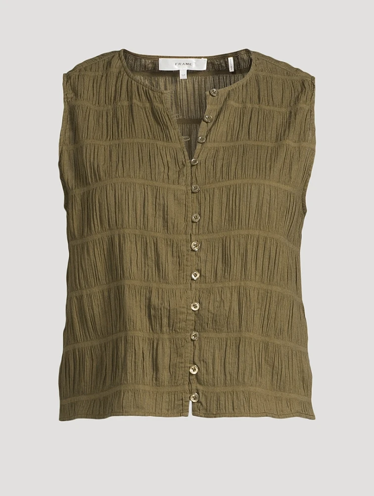 The Smocked Sleeveless Blouse