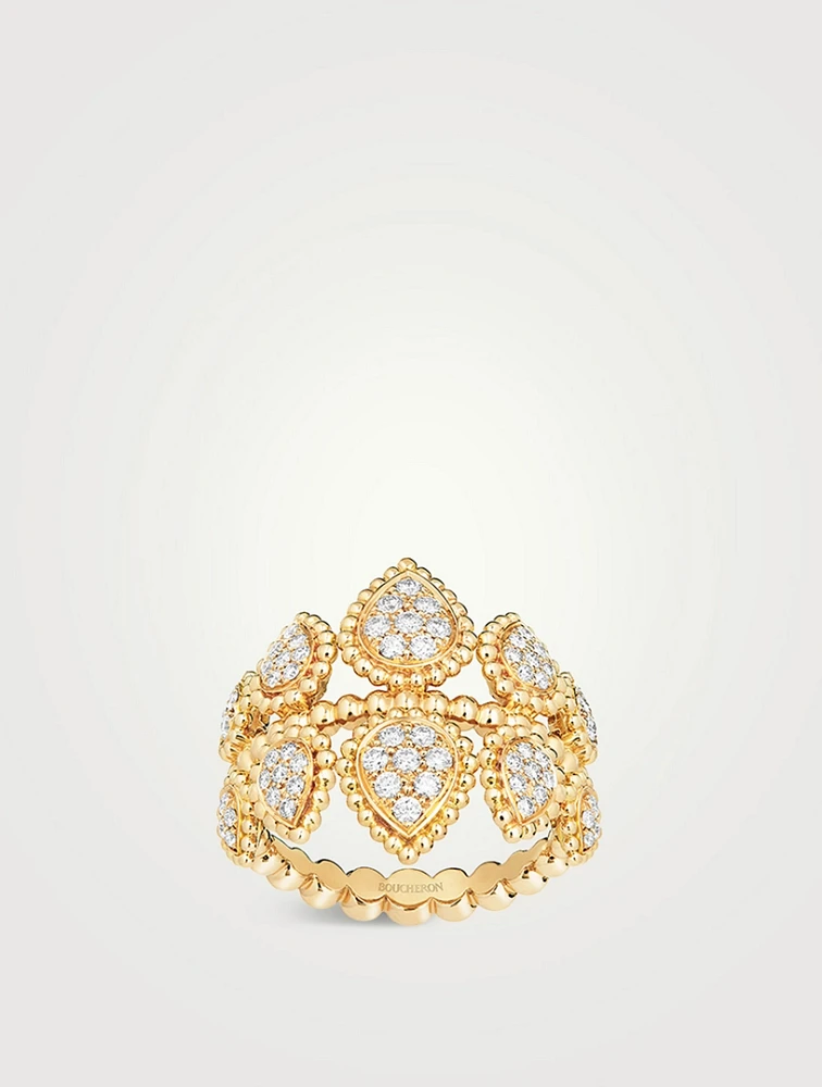 Serpent Bohème Multi Motifs Gold Ring With Diamonds