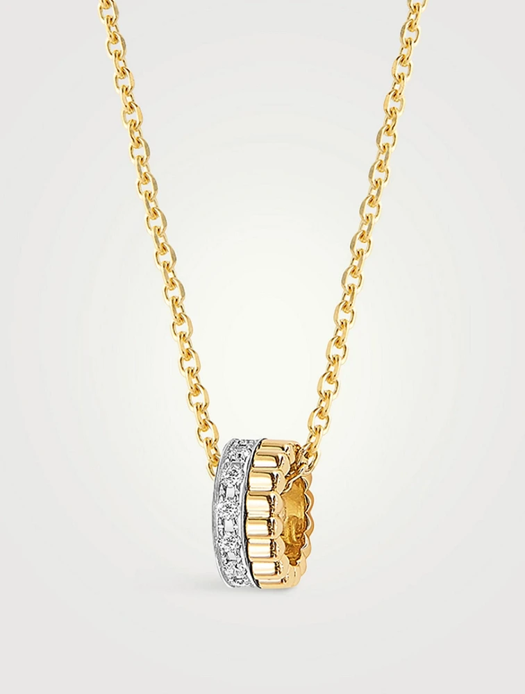 Mini Quatre Radiant Edition Gold Pendant Necklace With Diamonds