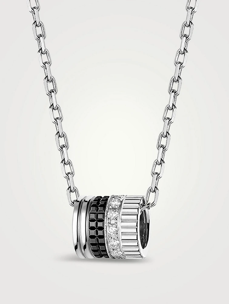 Small Quatre Black Edition White Gold Pendant Necklace With Black PVD And Diamonds