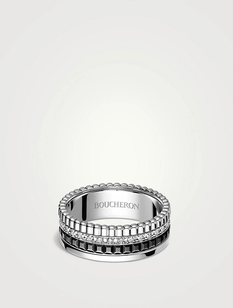 Small Quatre Black Edition Ring With Black PVD And Diamonds