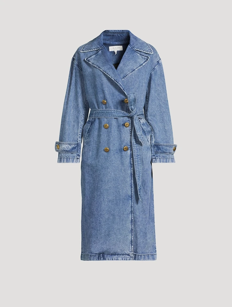 Alora Belted Denim Trench Coat