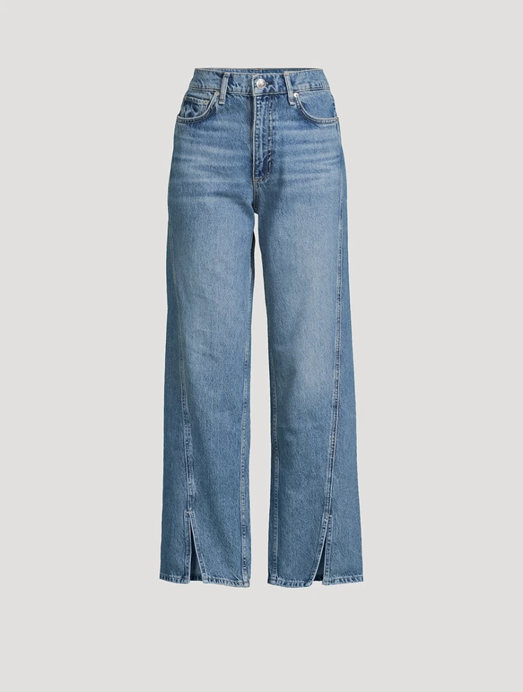 Shea Split-Cuff Straight-Leg Jeans
