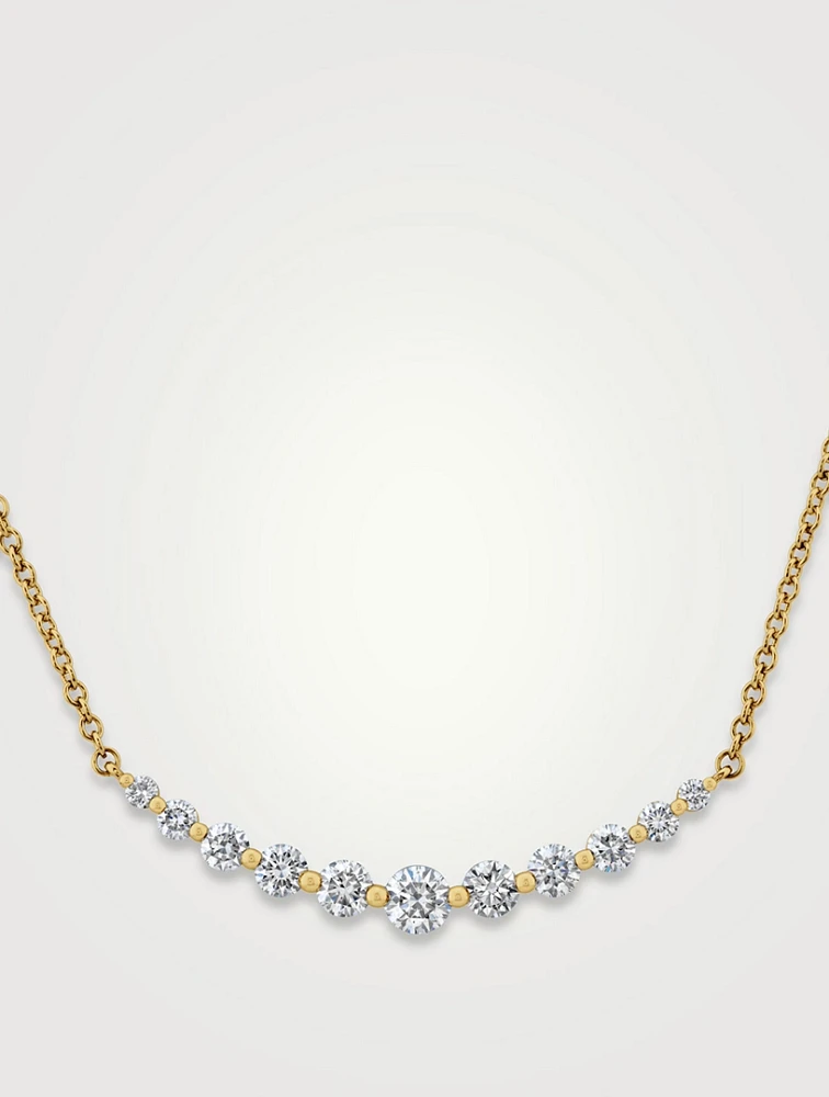 Small 18K Gold Smile Necklace With Diamonds