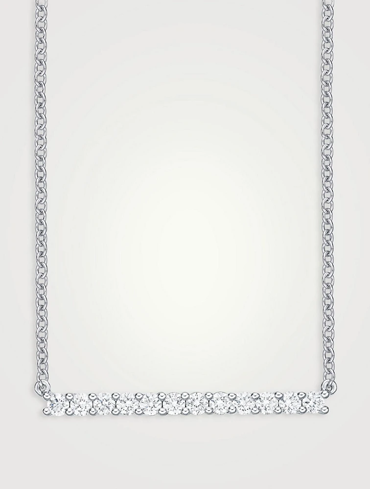 Bar 18K White Gold Necklace With Diamonds