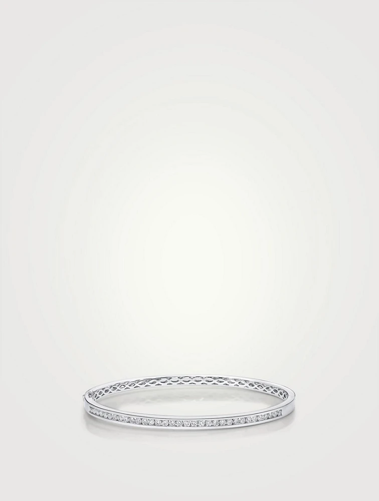 18K White Gold Diamond Bangle Bracelet