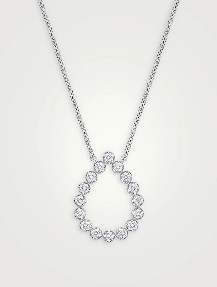 Small Essentials 18K White Gold Pear Shape Pendant Necklace With Diamonds