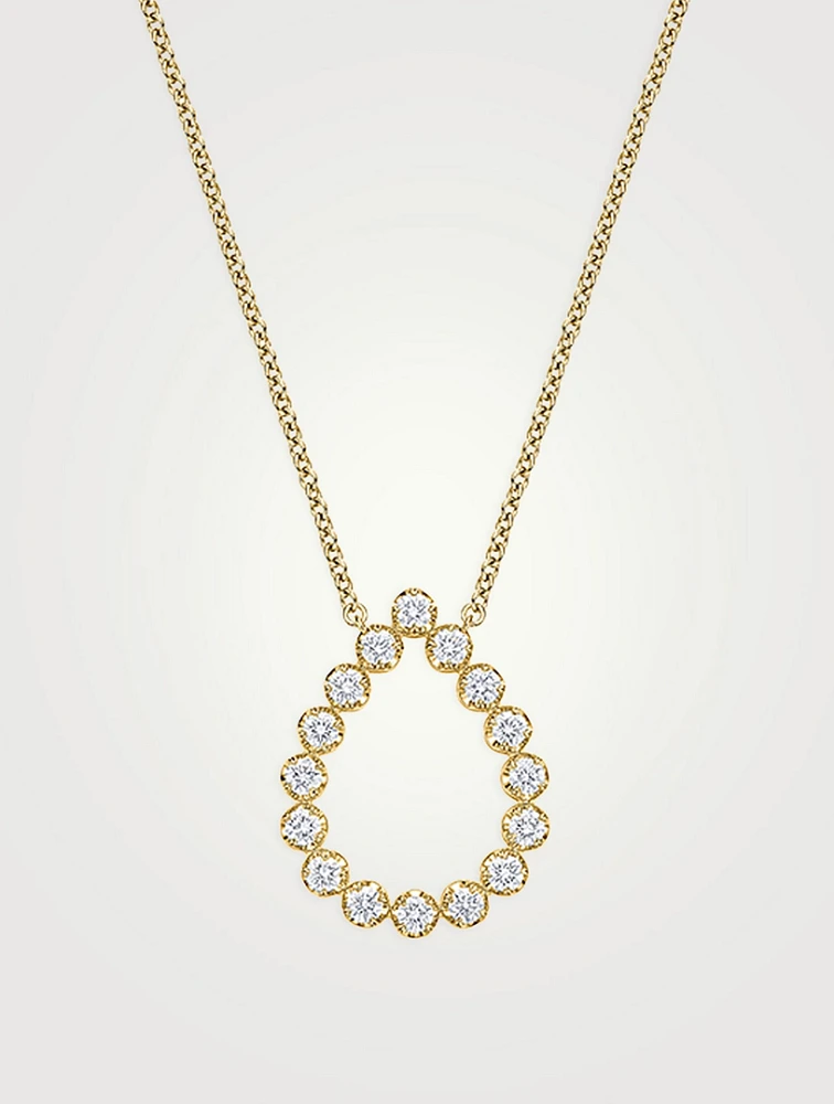 Small Essentials 18K Gold Pear Pendant Necklace With Diamonds