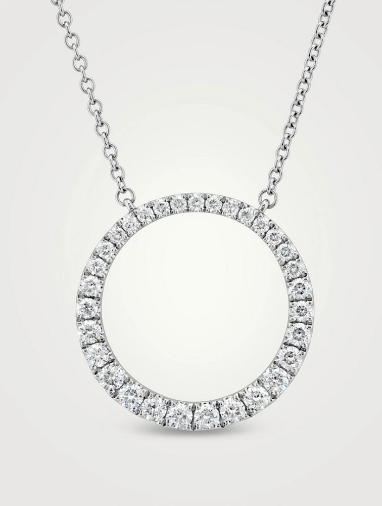 18K White Gold Graduated Diamond Circle Necklace